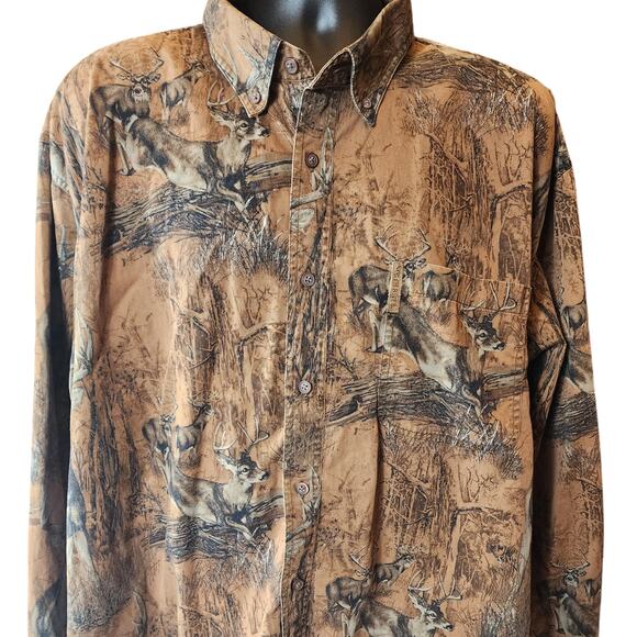 Noble River Hunting Shirt Men XXL Deer Camo Print Button Down Outdoorsman Rugged - Picture 1 of 16